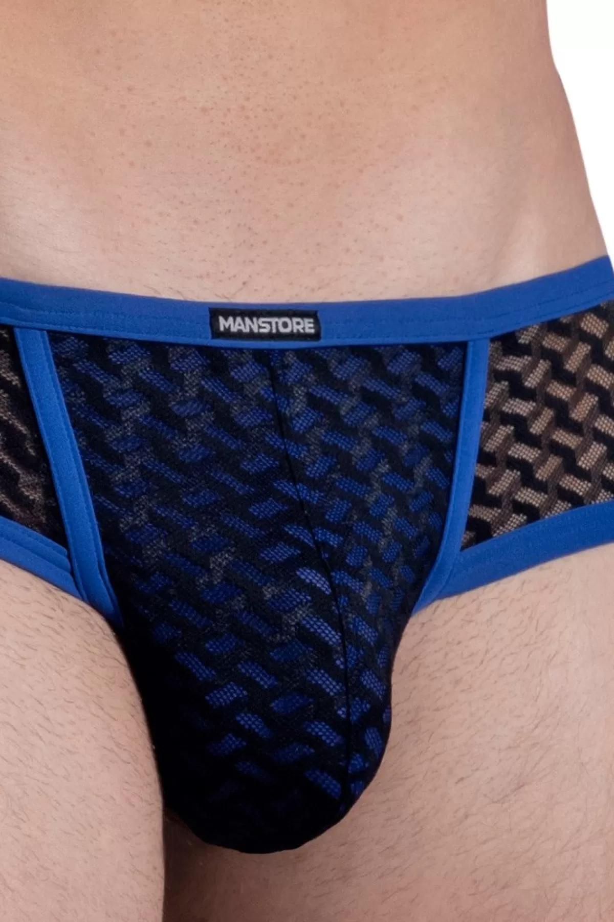 Flash Sale Sally's Toy Black Pattern Mesh With Blue Edge Cheeky Brief - S