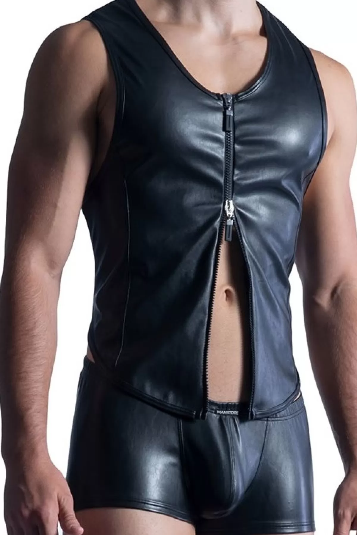 Best Sale Sally's Toy Leather Like Fetish Zipped Vest - L