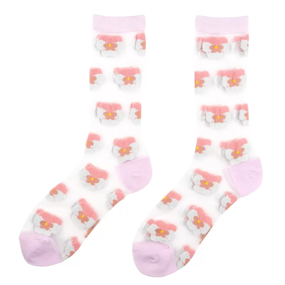 Store Sally's Toy Pink Pansy Sheer Socks (Pre-order)