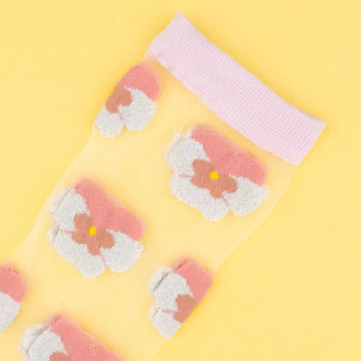 Store Sally's Toy Pink Pansy Sheer Socks (Pre-order)