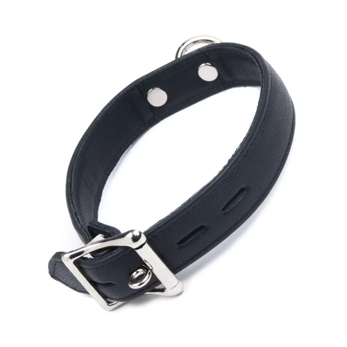 Hot Sally's Toy Premium Garment Leather Collar Lined Collar - Black M\/L