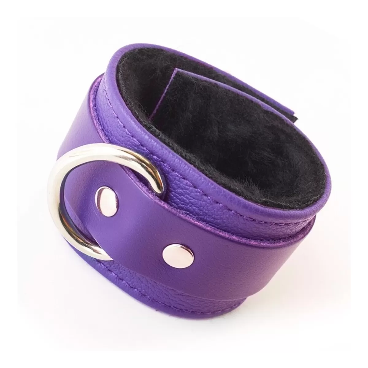 Best Sally's Toy Premium Garment Leather Purple Fleece Lined Wrist Cuffs