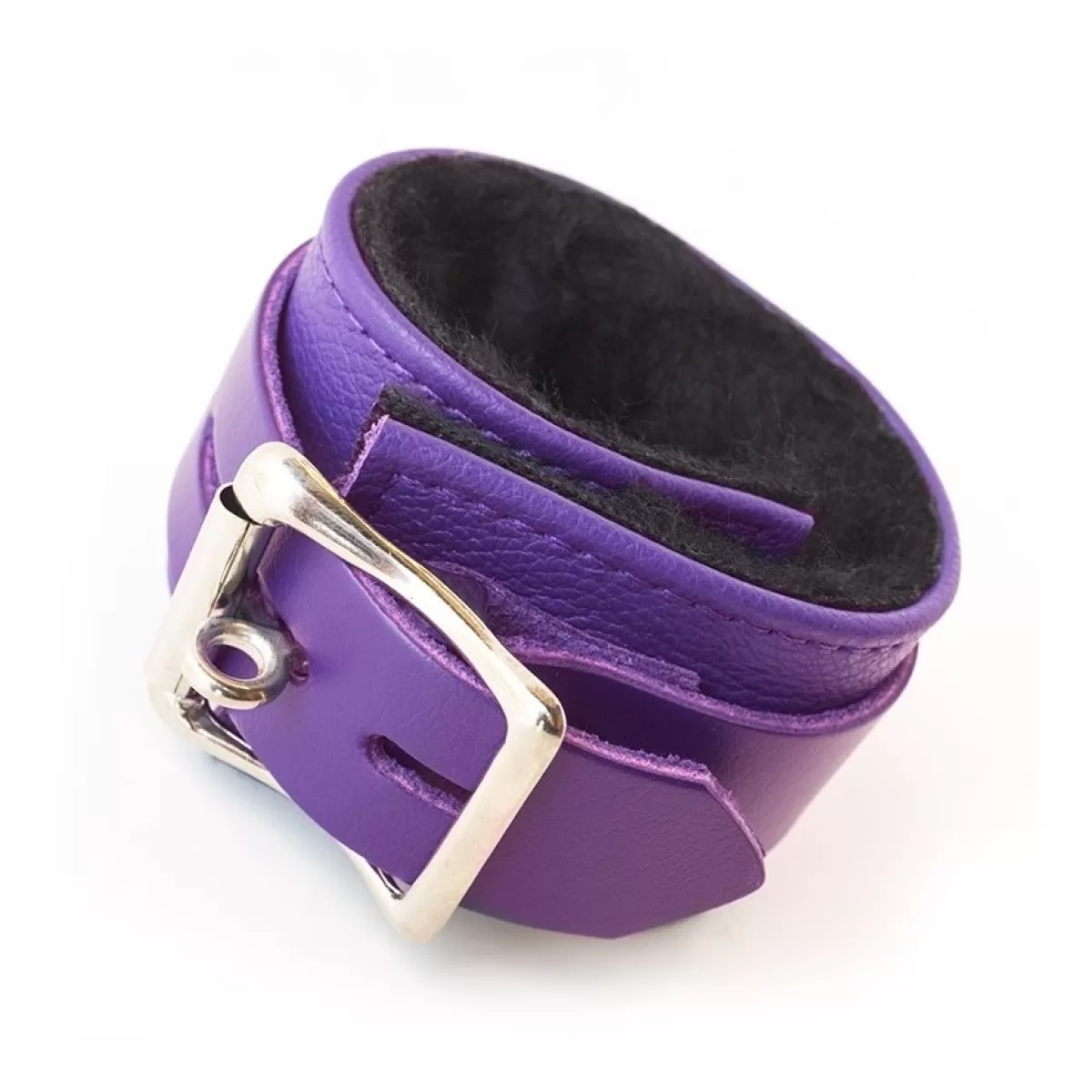 Best Sally's Toy Premium Garment Leather Purple Fleece Lined Wrist Cuffs