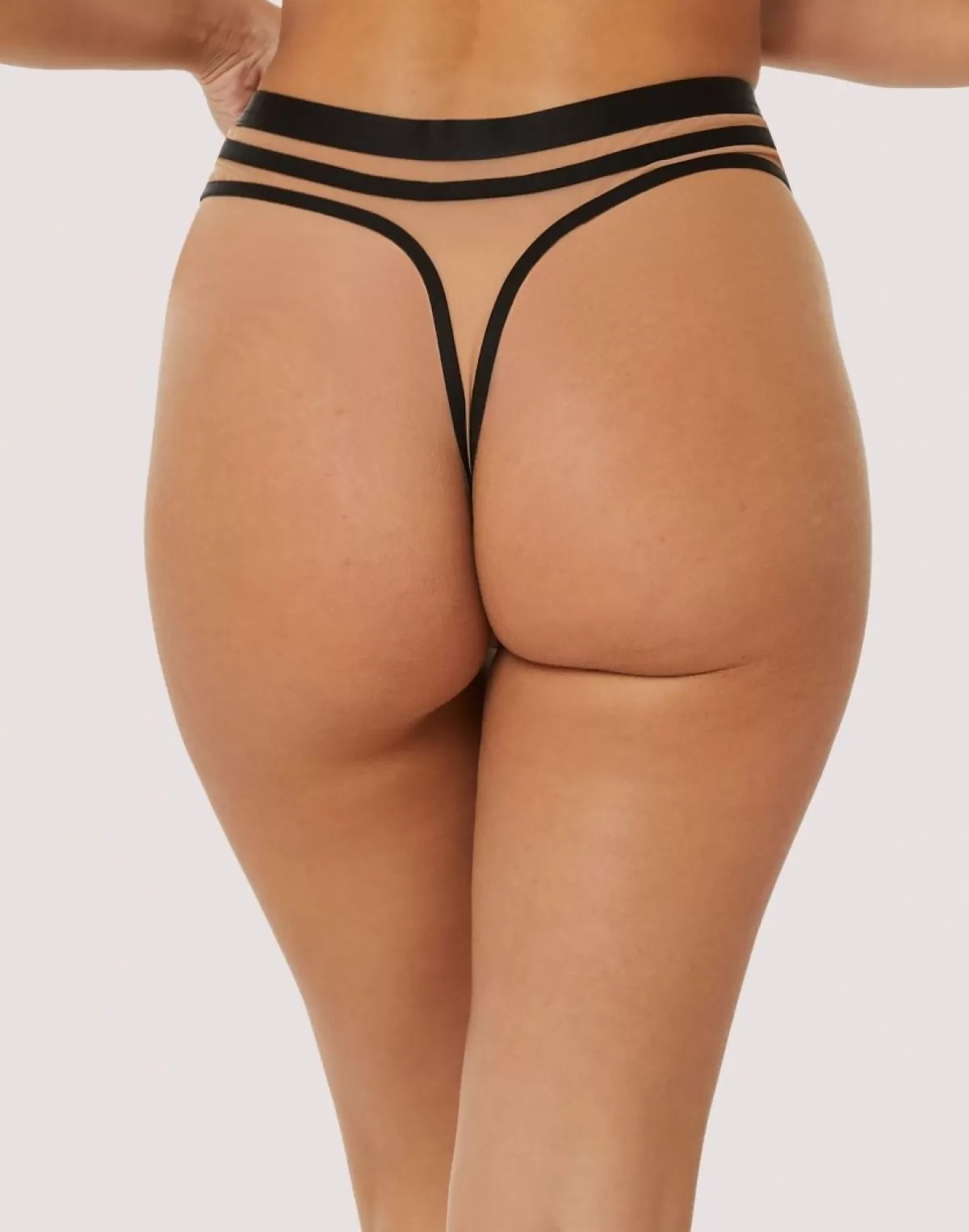 Clearance Sally's Toy Willa Black Thick Strap illusion mesh Brief - (XL\/UK16)